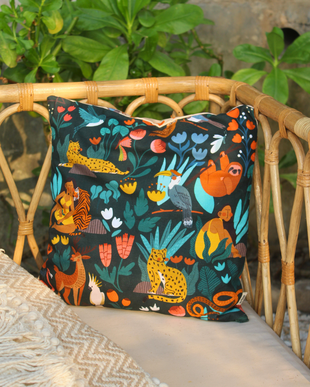 Day in the Jungle I Cushion Cover