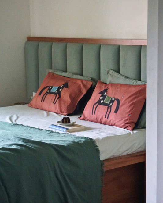 Hay and Horse I Pillow Covers