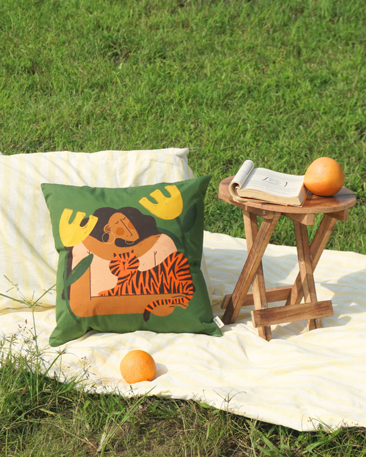 The Girl and her Pet I Cushion Cover
